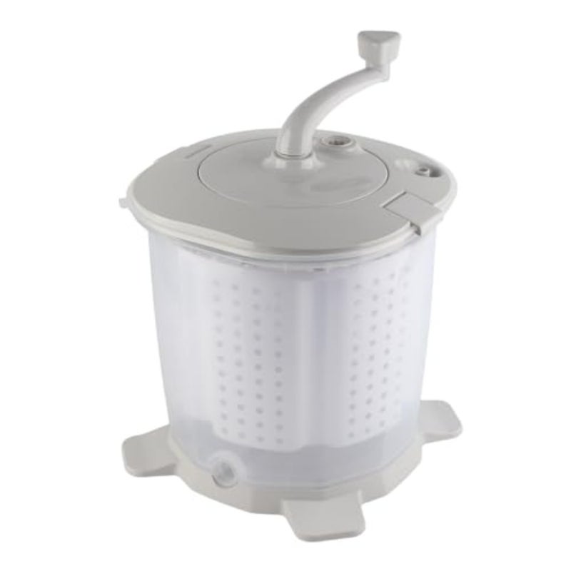 Manual Washing Machine For Dorms Apartments Camping Plastic Body White Portable Compact Non Electric Hand Crank Washer With Spin Dry Function