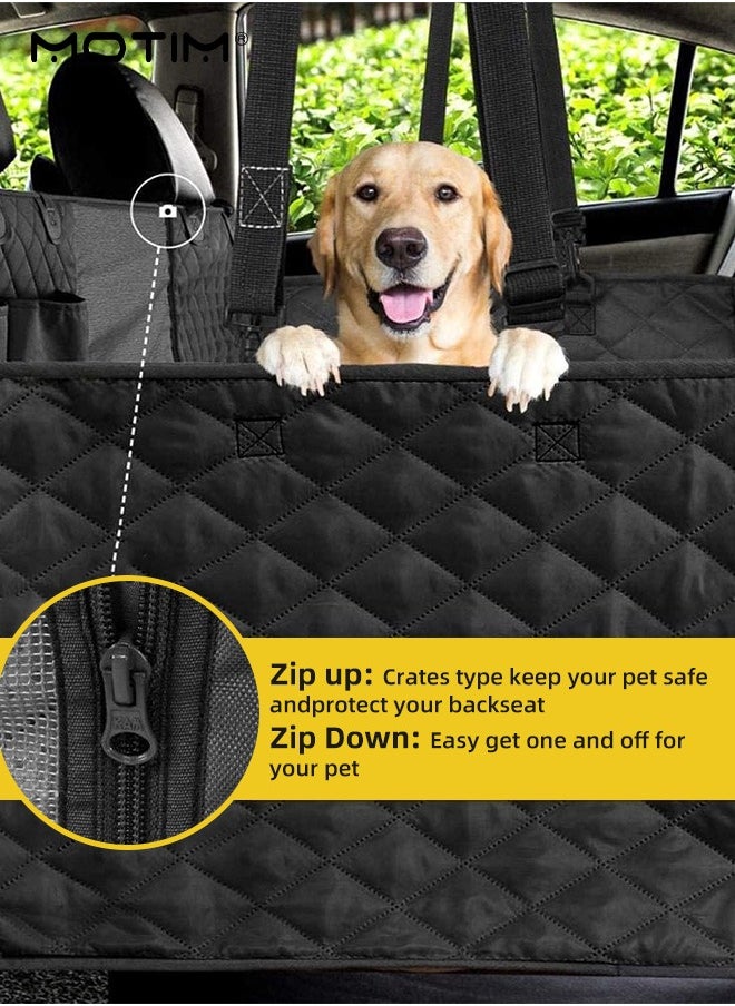 Motim - Dog Car Seat Cover Seat Mat, Waterproof and Scratchproof Dog Cover for Car Backseat, Nonslip with Mesh Window, Durable Dog Hammock with Side Flaps for Cars Trucks and SUV - Image 1
