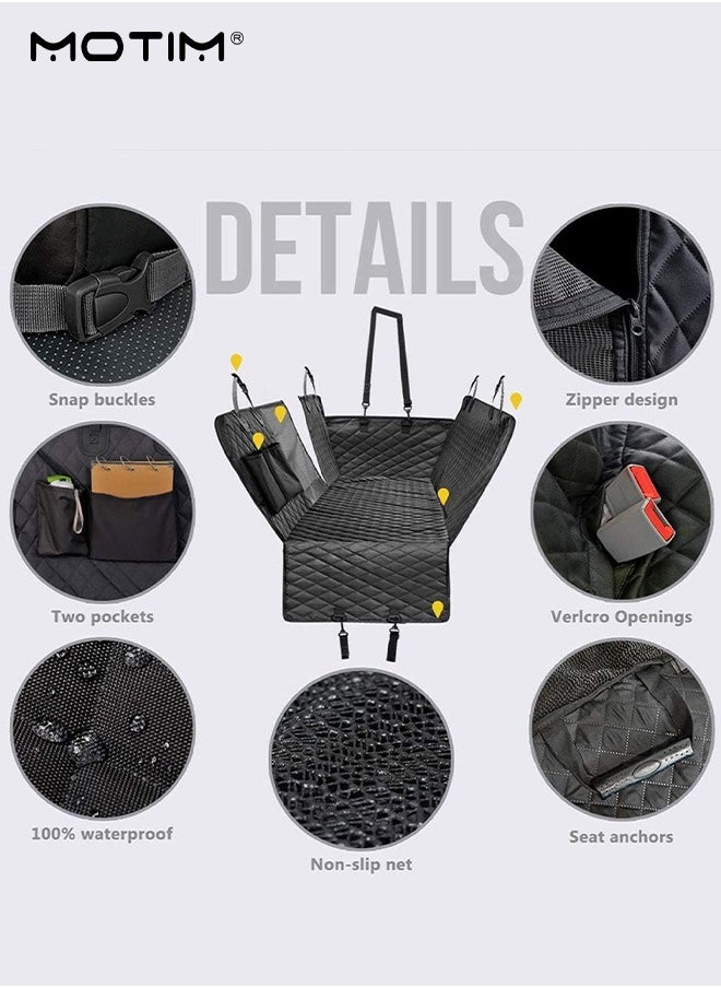Motim - Dog Car Seat Cover Seat Mat, Waterproof and Scratchproof Dog Cover for Car Backseat, Nonslip with Mesh Window, Durable Dog Hammock with Side Flaps for Cars Trucks and SUV - Image 1
