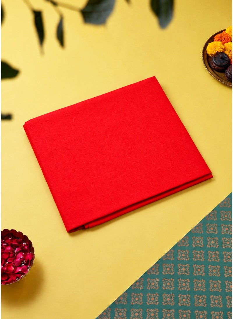 Madhoor Red Pure Cotton Pooja Cloth for Pooja, Deity Covering, Altar Preparation & Religious Ceremonies, 1.25 Yards, 1 Piece - Image 1