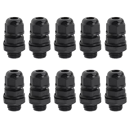 RTNLIT 1/4" NPT Cable Gland, Waterproof Adjustable Nylon Plastic Strain Relief Cord Connectors With Gaskets(Pack of 10) - Image 1