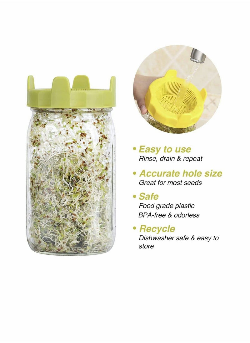 KASTWAVE - Easy Rinse Drain Plastic Sprouting Lids for Wide Mouth Jars, 6 Pack - Image 1
