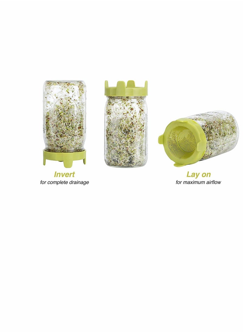 KASTWAVE - Easy Rinse Drain Plastic Sprouting Lids for Wide Mouth Jars, 6 Pack - Image 1