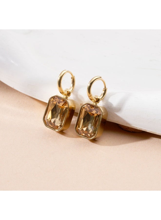 PALMONAS Cuboid CZ Stone Drop Earrings for Women | 18K Gold Plated, Waterproof & Anti-Tarnish - Image 3