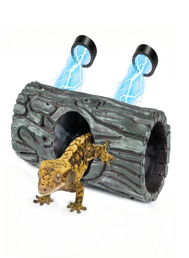 OIIBO Magnetic Crested Gecko Hide - Resin Hollow Log Cave, Reptile Hide Cave, Reptile & Amphibian Habitat Hideouts, Climbing Toy Reptiles Tank Accessories Terrarium Decor - Image 1