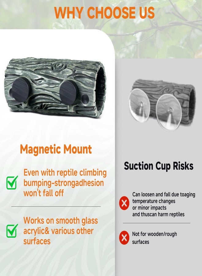 OIIBO Magnetic Crested Gecko Hide - Resin Hollow Log Cave, Reptile Hide Cave, Reptile & Amphibian Habitat Hideouts, Climbing Toy Reptiles Tank Accessories Terrarium Decor - Image 4