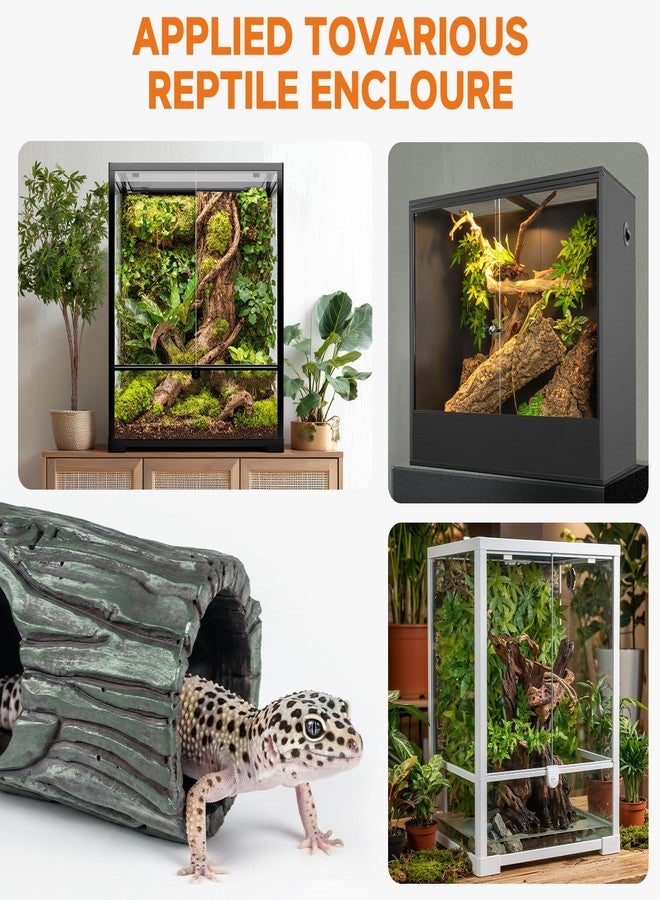 OIIBO Magnetic Crested Gecko Hide - Resin Hollow Log Cave, Reptile Hide Cave, Reptile & Amphibian Habitat Hideouts, Climbing Toy Reptiles Tank Accessories Terrarium Decor - Image 5