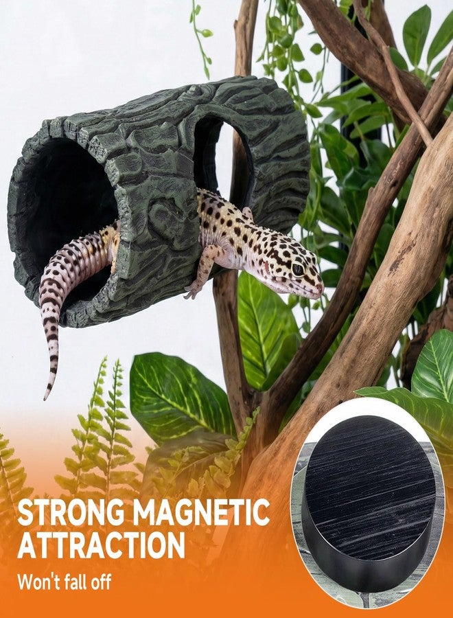 OIIBO Magnetic Crested Gecko Hide - Resin Hollow Log Cave, Reptile Hide Cave, Reptile & Amphibian Habitat Hideouts, Climbing Toy Reptiles Tank Accessories Terrarium Decor - Image 3