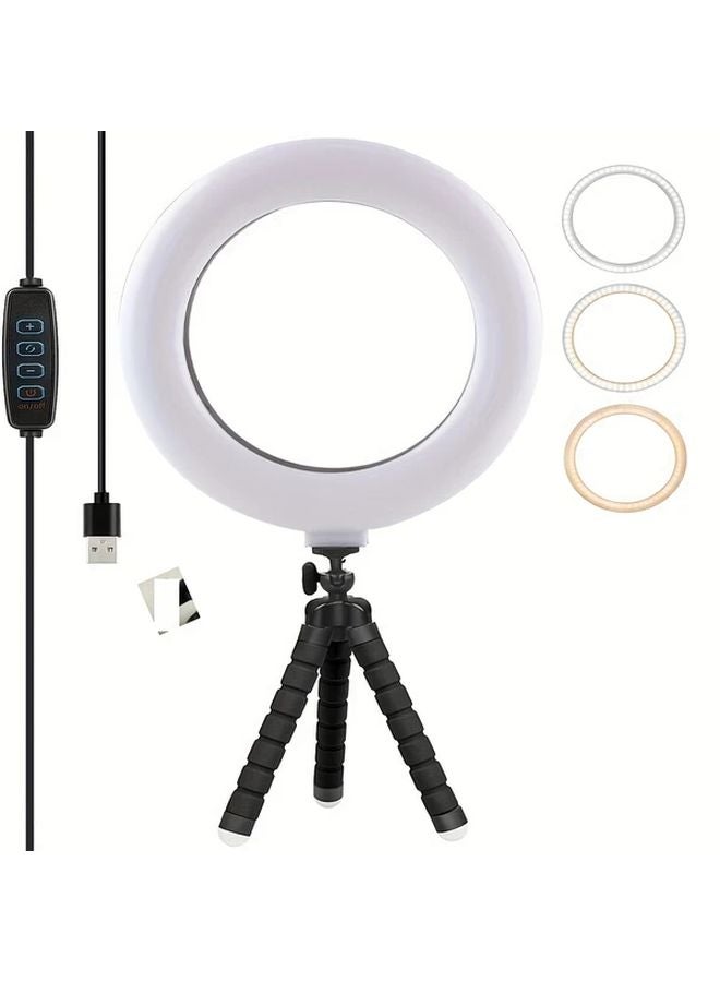 Black LED Ring Light With Stand For Live Streaming Photography - Image 1
