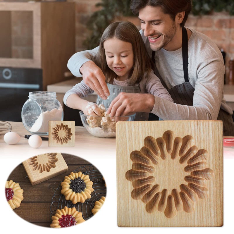 Ryetaga Wooden Cookie Biscuit Mold, 3D Baking Mold, Embossing Craft Decorating Baking Tool, Suitable for Halloween Thanksgiving Christmas Kitchen DIY (Shape B 10 * 10 * 2) - Image 2