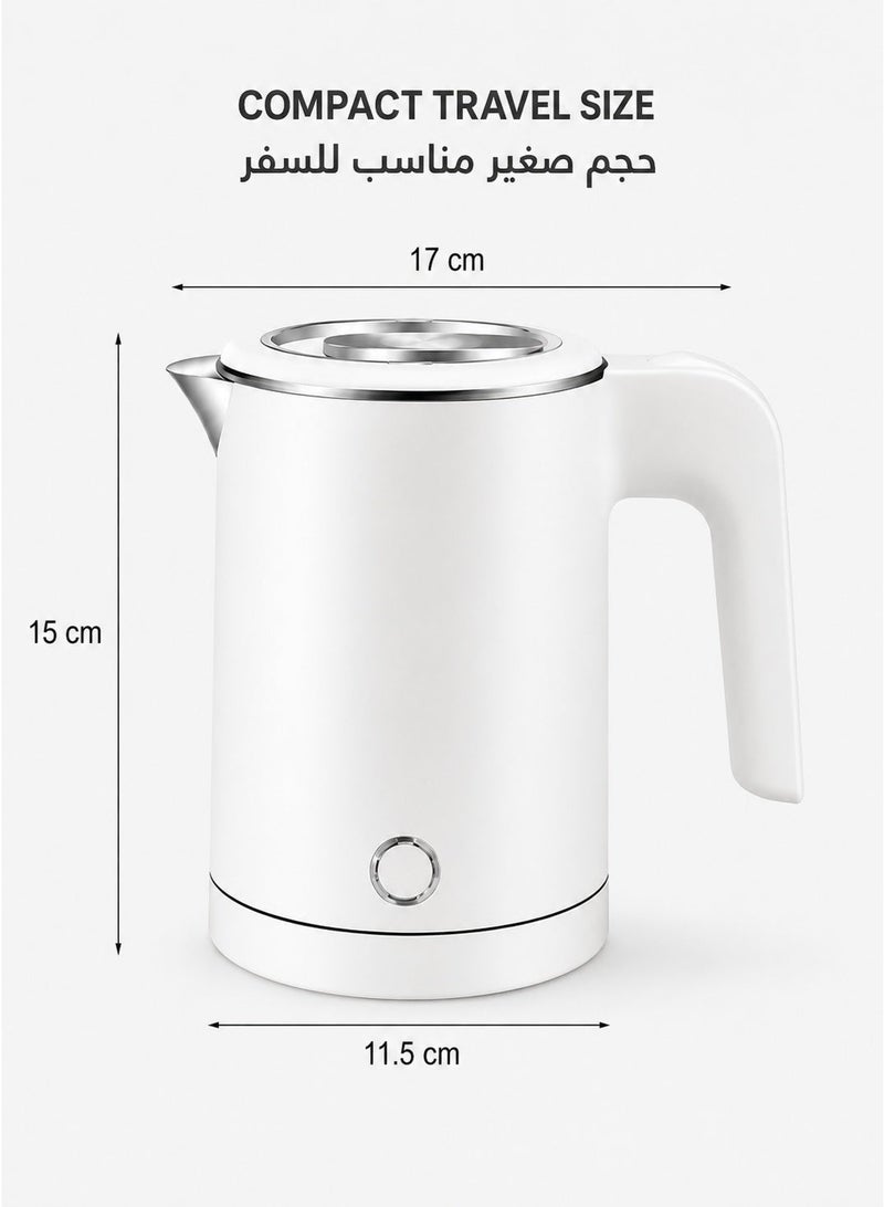 Portable Electric Travel Kettle 0.5L 600W Fast Boiling Mini Water Boiler With Double Wall Insulation, Auto Shut Off, Dry Boil Protection, Food Grade Stainless Steel, Compact Tea Coffee Kettle For Home Office Travel EU Plug - Image 5