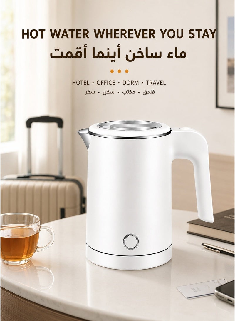 Portable Electric Travel Kettle 0.5L 600W Fast Boiling Mini Water Boiler With Double Wall Insulation, Auto Shut Off, Dry Boil Protection, Food Grade Stainless Steel, Compact Tea Coffee Kettle For Home Office Travel EU Plug - Image 4