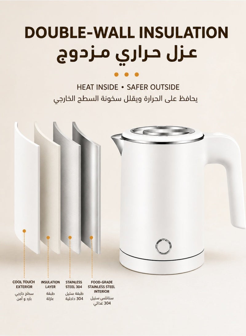 Portable Electric Travel Kettle 0.5L 600W Fast Boiling Mini Water Boiler With Double Wall Insulation, Auto Shut Off, Dry Boil Protection, Food Grade Stainless Steel, Compact Tea Coffee Kettle For Home Office Travel EU Plug - Image 3