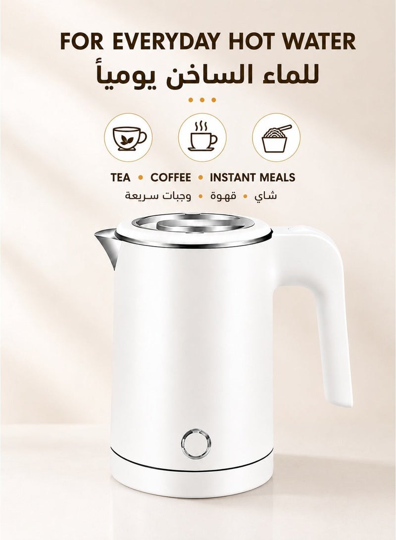 غلاية كهربائية محمولة للسفر 0.5 لتر 600 واط تسخين سريع مع عزل حراري مزدوج وإيقاف تلقائي وحماية من الغليان الجاف من الستانلس ستيل الغذائي لتحضير الشاي والقهوة للمنزل والمكتب والسفر - Image 1