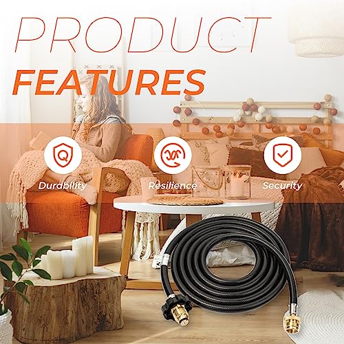 ANTOBLE F273704 10 Ft Propane Hose Assembly Compatible with Mr. Heater Big Buddy Indoor/Outdoor Heater MH9B MH18B - Image 3