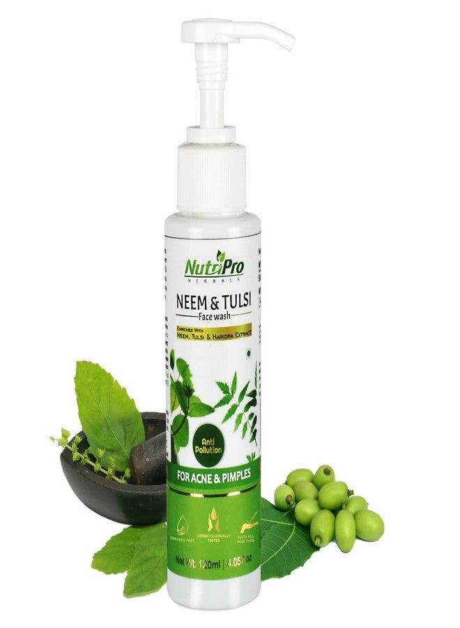 nutripro غسول الوجه نوتري برو بالنييم والتولسي | لعلاج حب الشباب والبثور | غني بمستخلصات النيم والتولسي والهاريدرا | مضاد للتلوث | خالٍ من البارابين والكبريتات 240 مل (عبوة من قطعتين) - Image 5