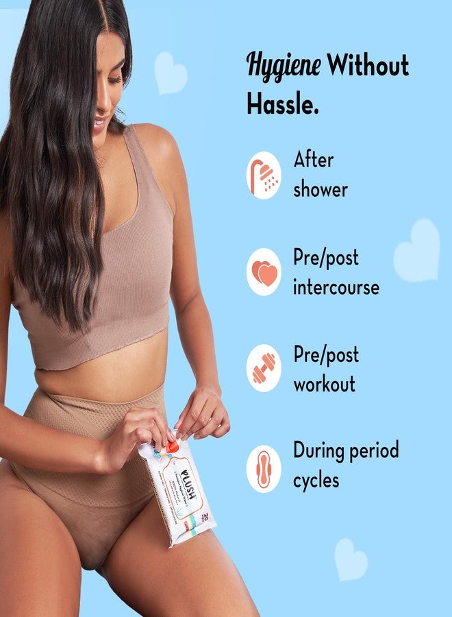 Plush All Natural 100% Biodegradable Intimate Vaginal Wipes for Daily Use || Infused with Aloe Vera || Maintains pH Balance || 40 count (2 * Pack of 20) - Image 2
