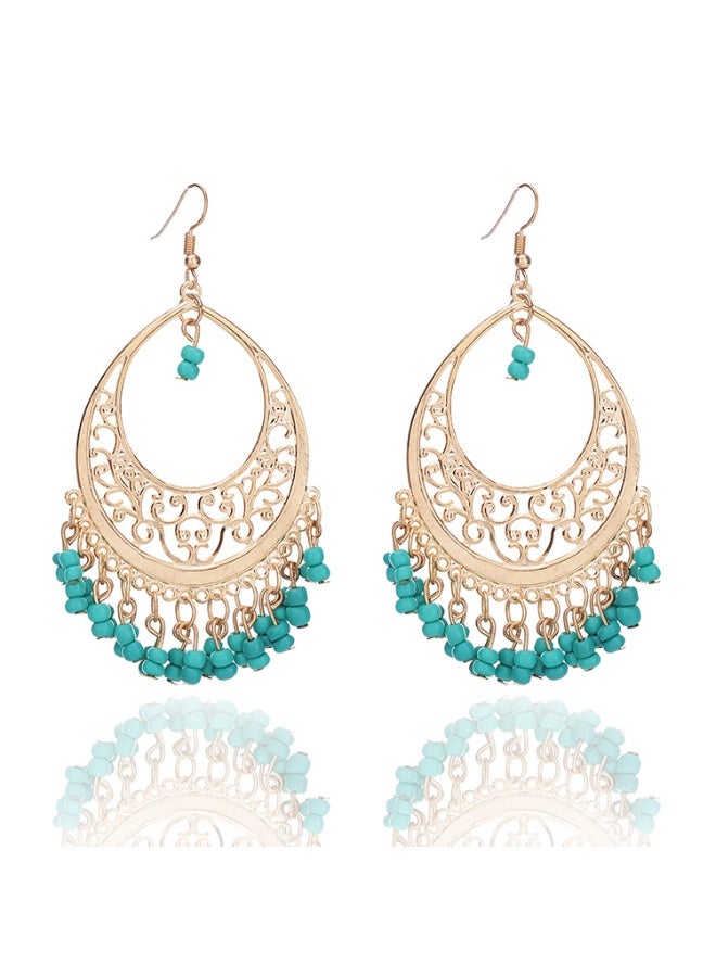 NIBEMINENT Bohemian Hollow-out Beaded Tassel Earrings - Trendy European and American Style