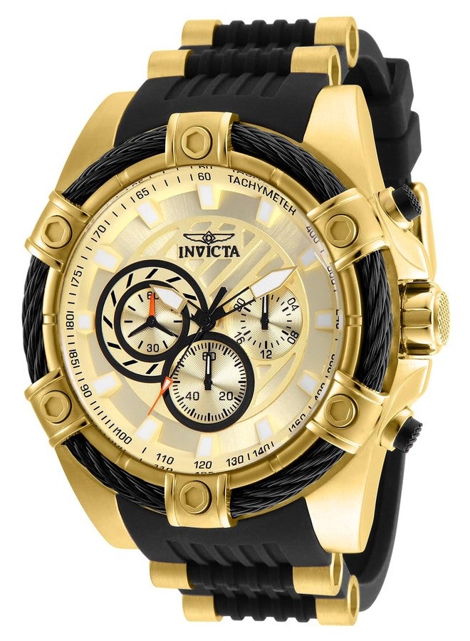 Invicta Men's 25526 Bolt Analog Display Quartz Black Watch, Gold, Quartz Watch