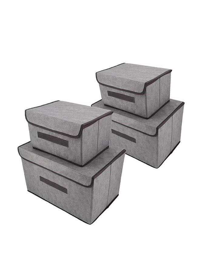 Generic Pack Of 4 Foldable Storage Box With Lid Grey  - Image 1