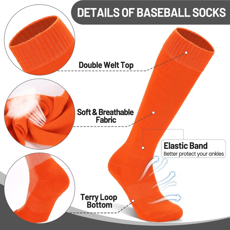Ultrafun Baseball/Softball Socks and Belt Combo Set for Kids Youth Adult (M, Orange) - Image 5