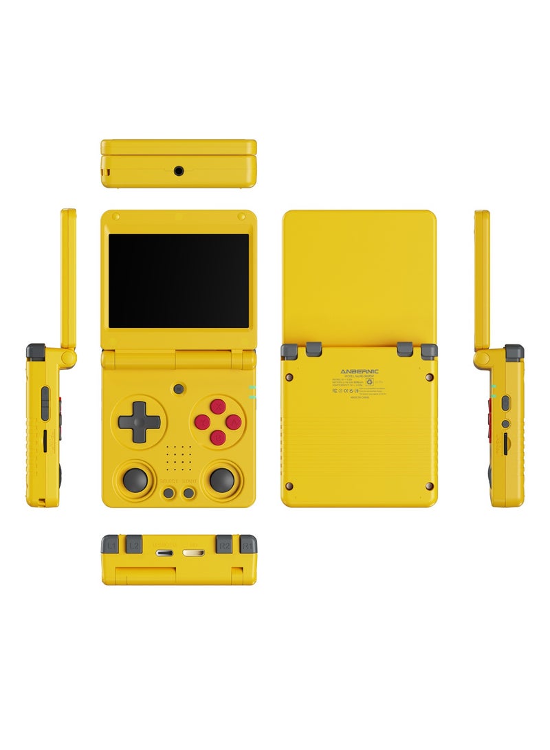 أنبيرنيك RG34XXSP Flip Handheld Gaming Console ، شاشة IPS 3.4 بوصة ، Linux64-bit وحدة ألعاب واحدة ، 64G TF فتحة مزدوجة ، بطارية 3300mAh ، WiFi Bluetooth ، مشغل لعبة الفيديو المحمولة القابلة للطي على غرار. - Image 1