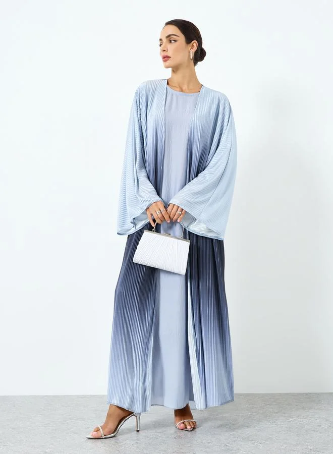 تايك تو عباية بنسيج بارز وتصميم أومبريه وأكمام واسعة