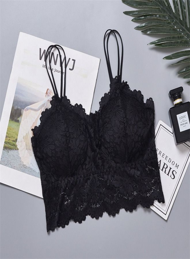 Loquat Beauty Back Solid Elastic Bra Black