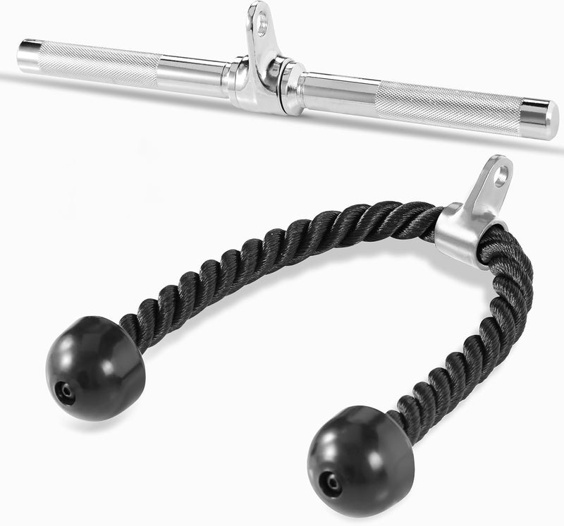 Yes4All Combo Double D Handle & Rubber V-Shape Bar, Multi Cable Machine Accessories, Tricep Press Down Cable Machine Attachment, LAT Pulldown Attachments for Home Gym Set - Image 1