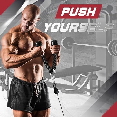 Yes4All Combo Double D Handle & Rubber V-Shape Bar, Multi Cable Machine Accessories, Tricep Press Down Cable Machine Attachment, LAT Pulldown Attachments for Home Gym Set - Image 4