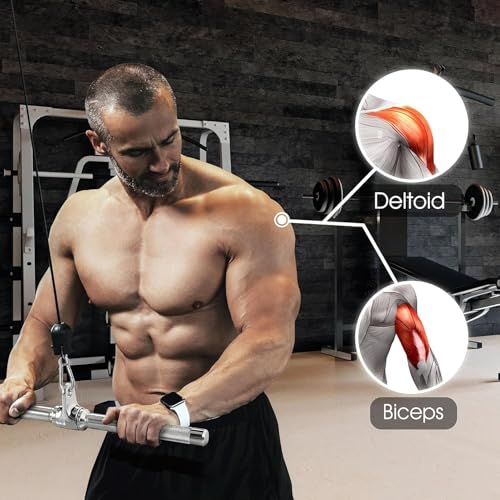 Yes4All Combo Double D Handle & Rubber V-Shape Bar, Multi Cable Machine Accessories, Tricep Press Down Cable Machine Attachment, LAT Pulldown Attachments for Home Gym Set - Image 5