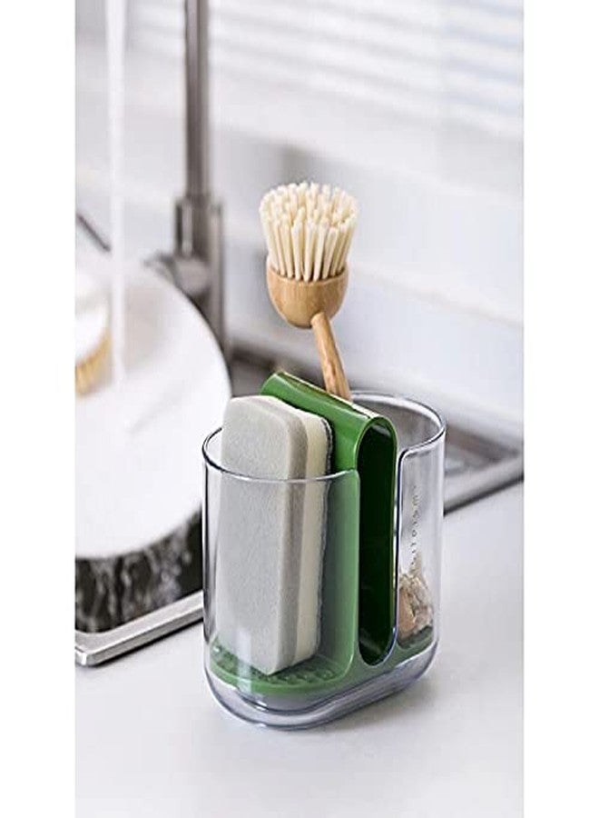 Jolfay Kitchen Utensil Holder Silverware Drain Caddy 2 Components Chopsticks Flatware Pot Countertop Cutlery Organizer for Home Kitchen Green - Image 1