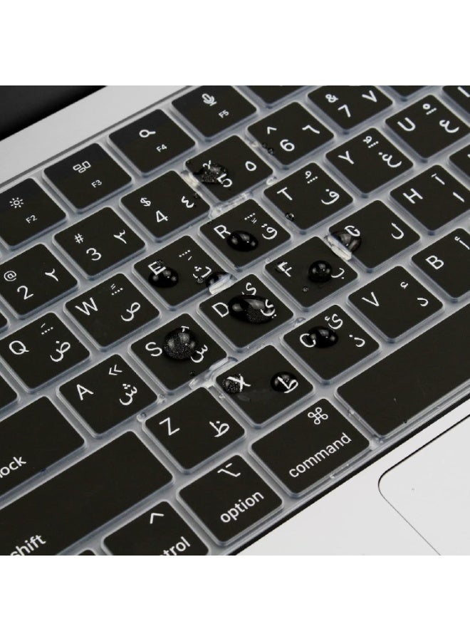 مافانز غطاء لوحة مفاتيح سيليكون بتصميم أمريكي عربي إنجليزي لجهاز MacBook Air 13.6/15.3" A2941/A2681، MacBook Pro 14" موديل A2442/A2779 M1 وMacBook Pro 16" موديل A2485/A2780 M1، باللون الأسود - Image 5