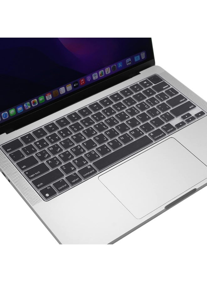 مافانز غطاء لوحة مفاتيح سيليكون بتصميم أمريكي عربي إنجليزي لجهاز MacBook Air 13.6/15.3" A2941/A2681، MacBook Pro 14" موديل A2442/A2779 M1 وMacBook Pro 16" موديل A2485/A2780 M1، باللون الأسود - Image 4
