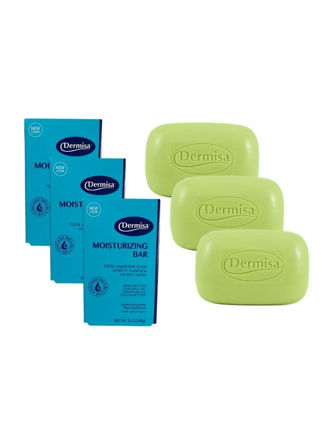 DERMISA Moisturizing Bar With Cocoa Butter Coconut Oil And Shea Butter No Parabens Pack Of 3 - Image 1