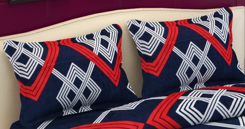 Temoli ® Flannel Hexa Fabric Warm Bedsheets with 2 Pillow Covers (250X250 cm, King Size, Hexa-Blue) - Image 3