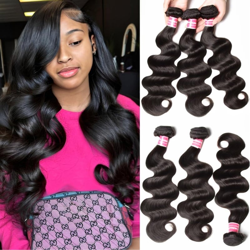 UNICE Malaysian Body Wave Human Hair Weave 3 Bundles 100% Unprocessed Virgin Human Hair Weave Sew In Human Hair Extensions Natural Color 16 16 16 inch - Image 2