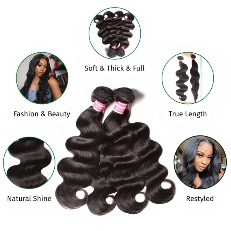 UNICE Malaysian Body Wave Human Hair Weave 3 Bundles 100% Unprocessed Virgin Human Hair Weave Sew In Human Hair Extensions Natural Color 16 16 16 inch - Image 5