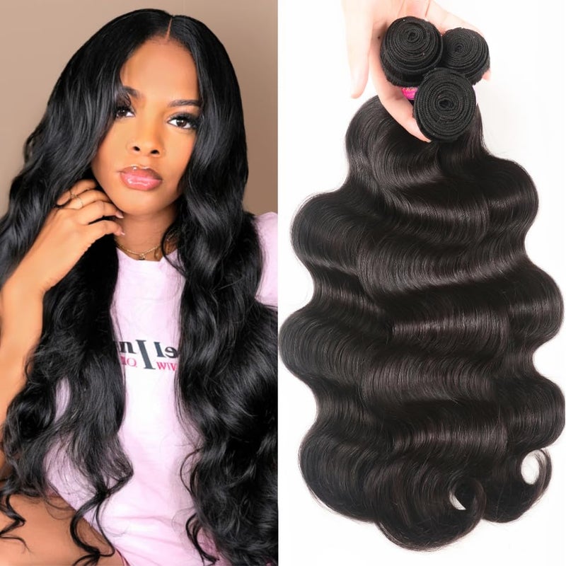 UNICE Malaysian Body Wave Human Hair Weave 3 Bundles 100% Unprocessed Virgin Human Hair Weave Sew In Human Hair Extensions Natural Color 16 16 16 inch - Image 1
