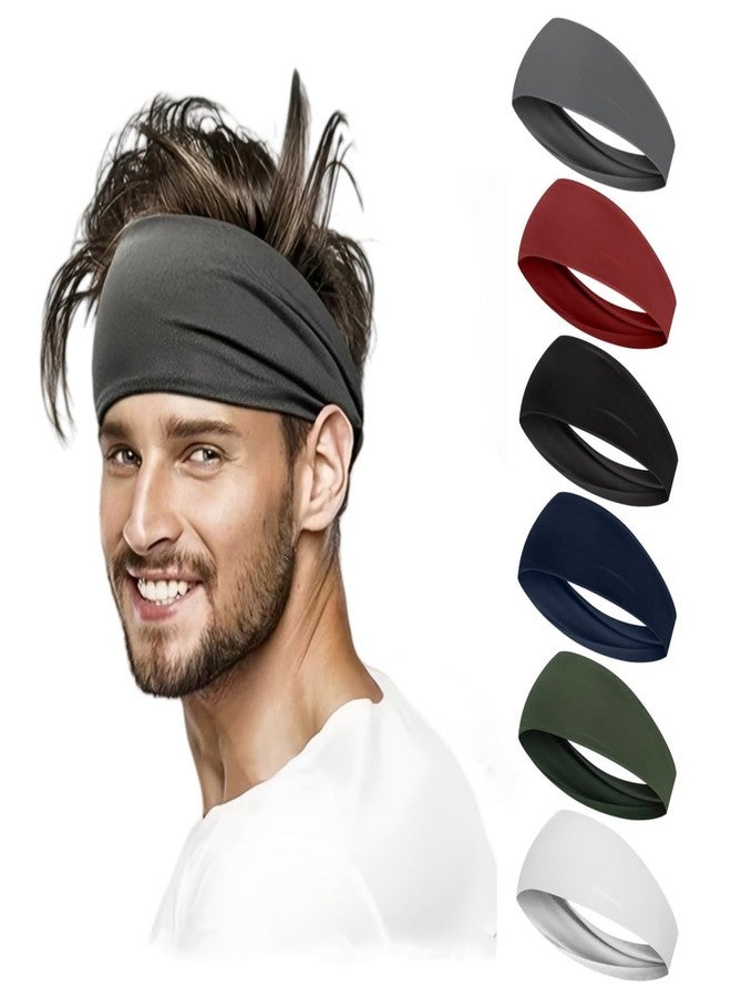 LECHI Workout Headbands for Men, 6 Pack Mens Running Headband Stretchy Sweatband Sports Headband - Image 1