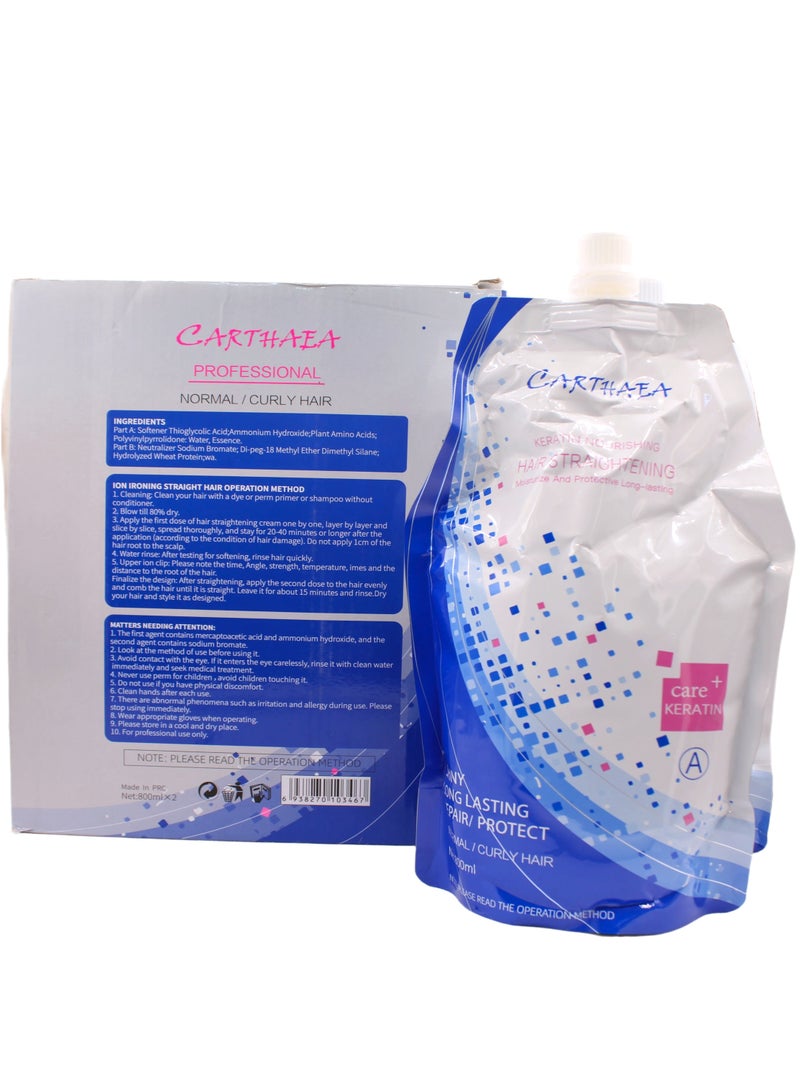 Carthaea Carthaea Professional Keratin Hair Straightening Treatment, Normal/Curly Hair, 800ml x 2, Long-Lasting Repair and Protect - Image 2