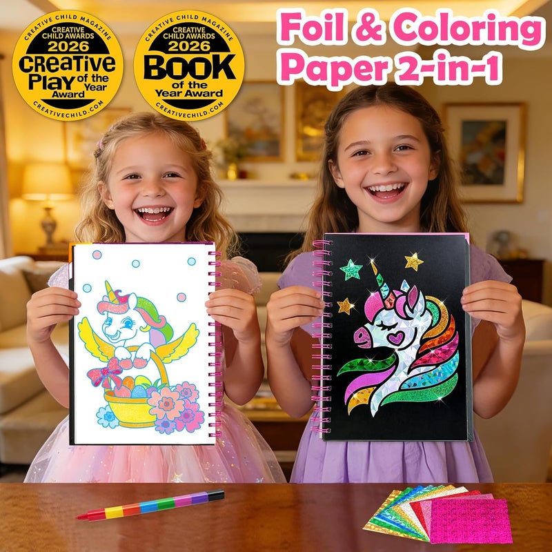 FUNNYB&G Foil Art Kit - Foil Crafts for Kids, Toys for Girls 4-10 Years Old, No Mess Travel Essentials, Kids Toys, Girls Gifts, Birthday Gift, Coloring Books for Kids - Image 2