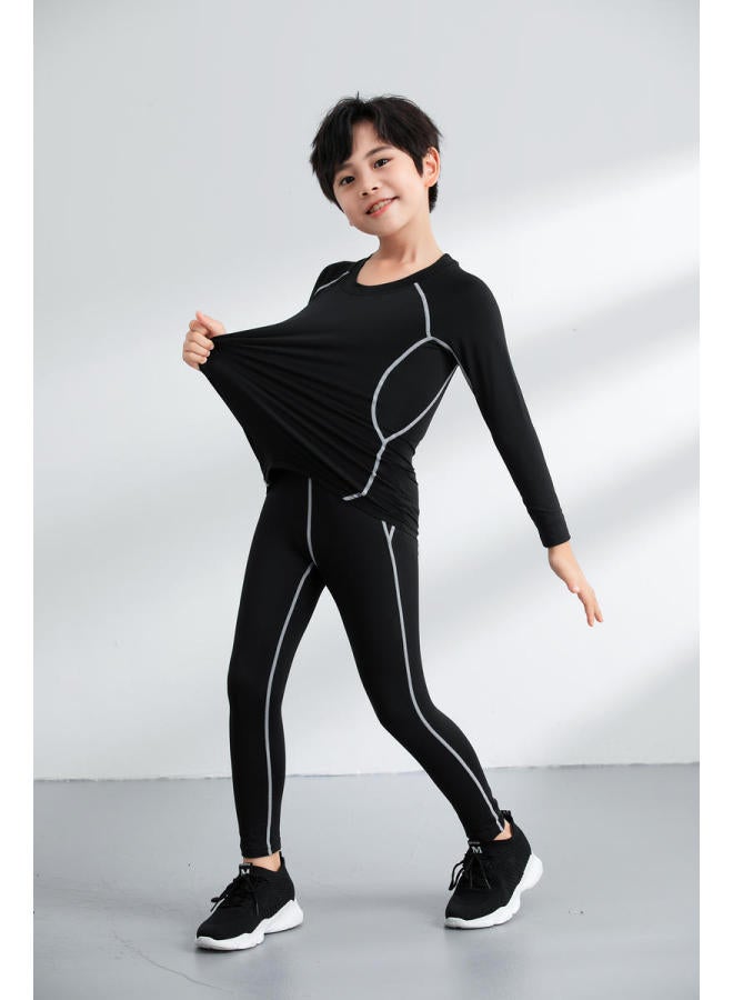 Children's Football Uniform Training Sports Suit Autumn And Winter Quick-drying Base Tights Fitness Suit Badminton Suit Four-piece Set