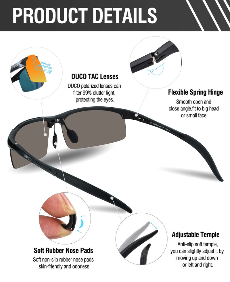 DUCO Mens Sports Polarized Sunglasses UV Protection Sunglasses for Men 8177s (Black Frame Orange Lens) - Image 4