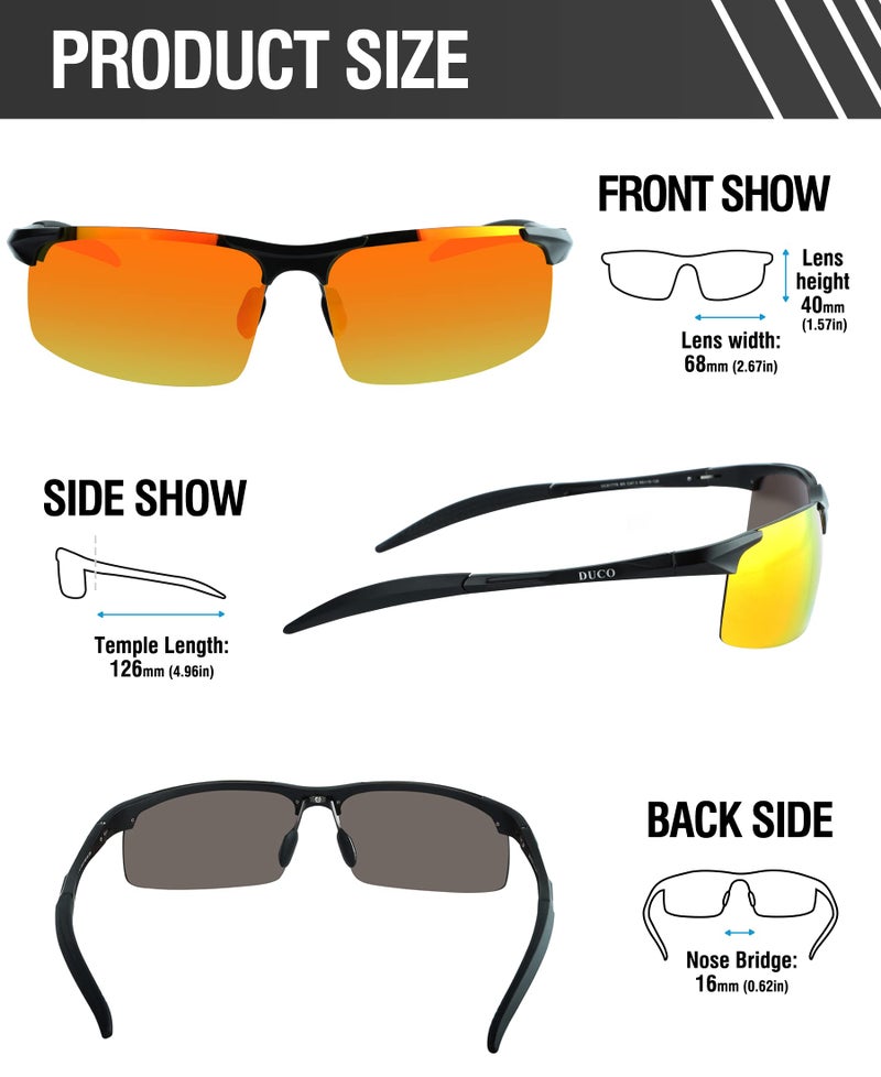 DUCO Mens Sports Polarized Sunglasses UV Protection Sunglasses for Men 8177s (Black Frame Orange Lens) - Image 3