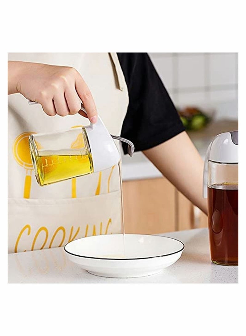 Y&D Auto Flip Olive Oil Dispenser Bottle, 21 oz Leakproof Condiment Container With Automatic Cap and Stopper, Non-Drip Spout, Non-Slip Handle for Kitchen Cooking Brown, 2 Pack (300ml) - Image 5