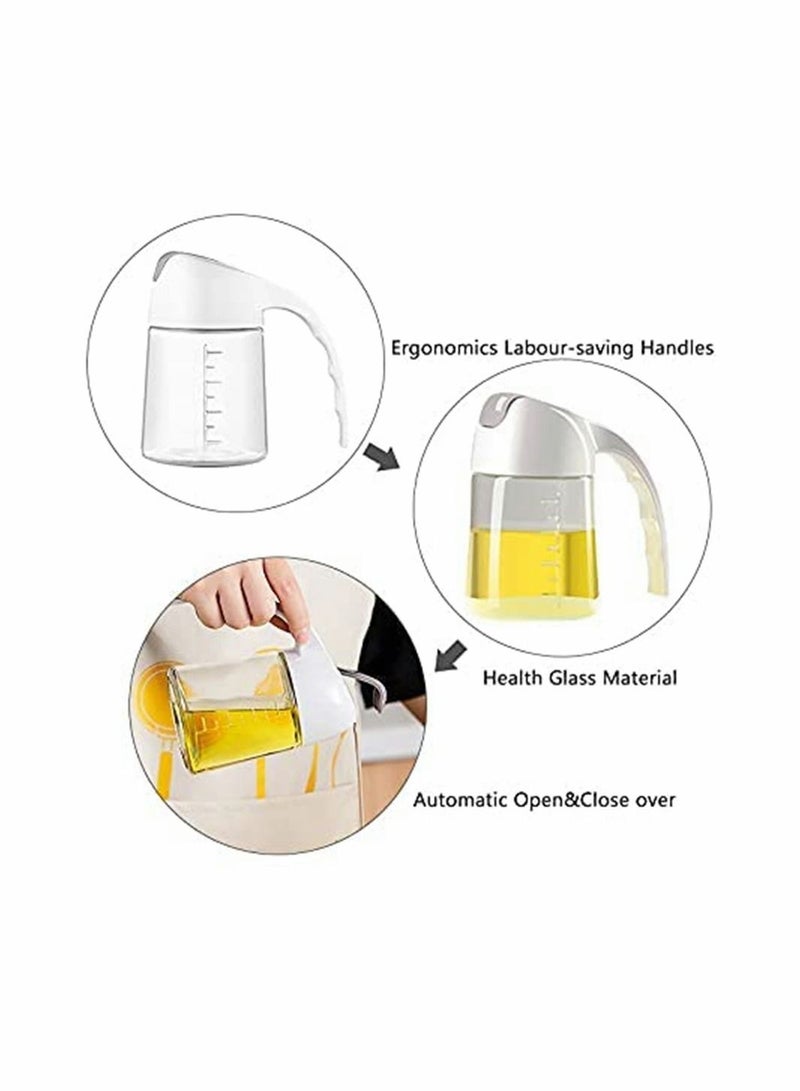 Y&D Auto Flip Olive Oil Dispenser Bottle, 21 oz Leakproof Condiment Container With Automatic Cap and Stopper, Non-Drip Spout, Non-Slip Handle for Kitchen Cooking Brown, 2 Pack (300ml) - Image 4
