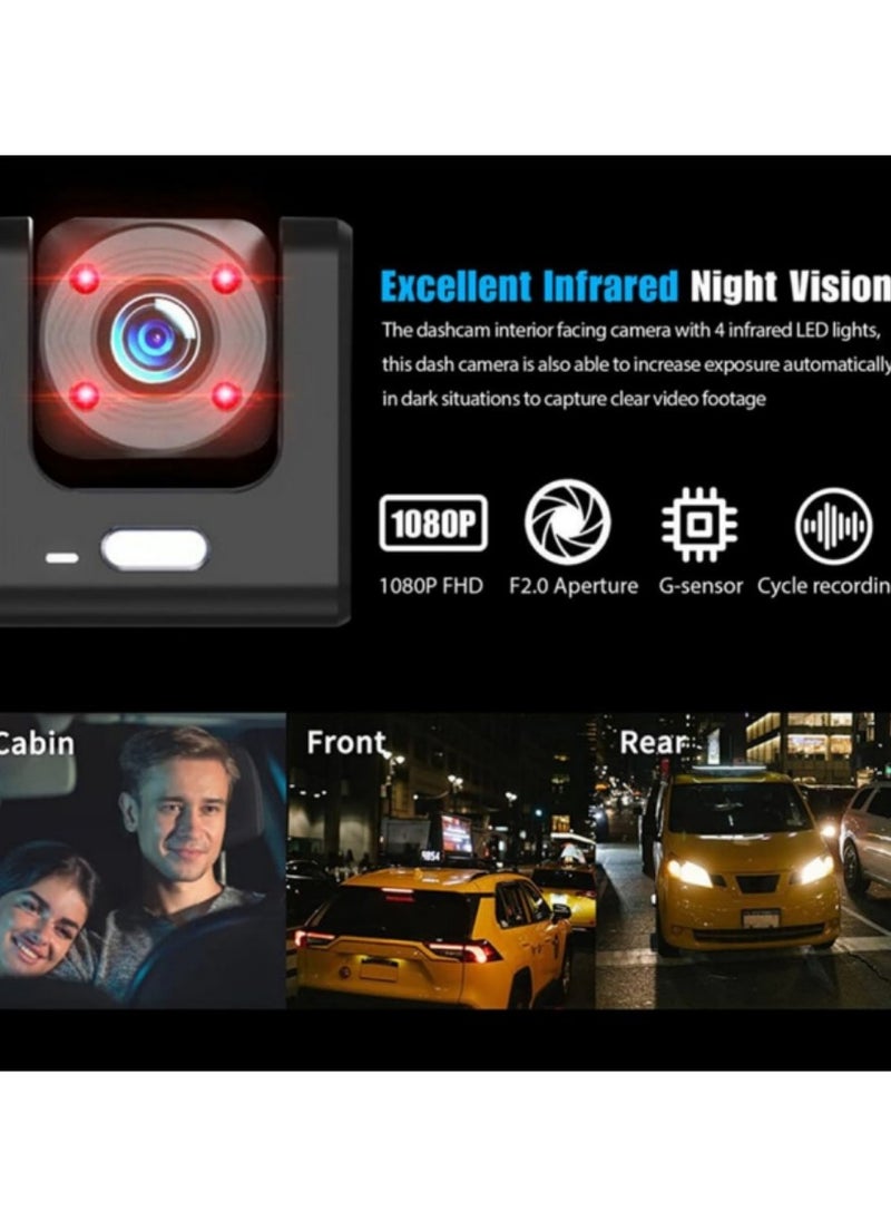 Generic - Rechargeable Dual Dash Camera for Cars with Touch Screen, Backup Camera, Charger, AVIN Support, Wireless Connectivity, 1080P Front & Rear Recording. - Image 1