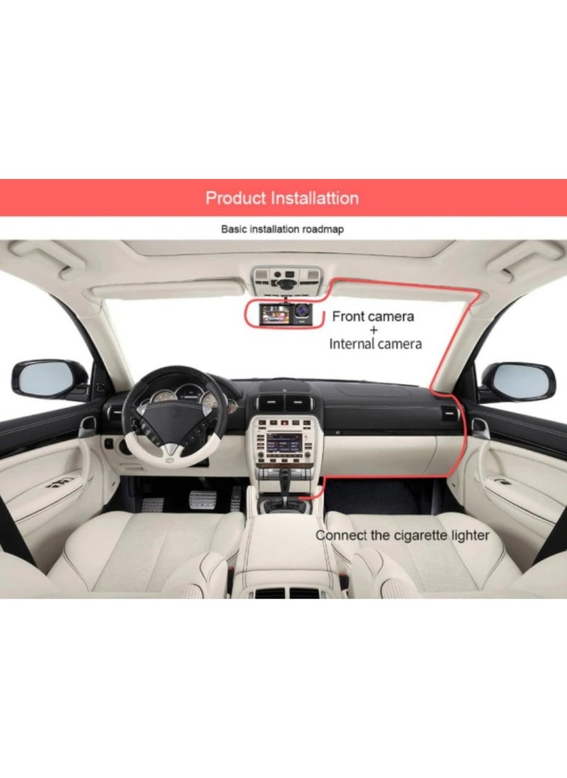 Generic - Rechargeable Dual Dash Camera for Cars with Touch Screen, Backup Camera, Charger, AVIN Support, Wireless Connectivity, 1080P Front & Rear Recording. - Image 1
