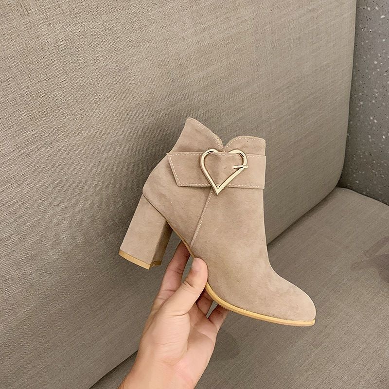 Fashion Boots Red Autumn Wedding Womens Short Heels Khaki